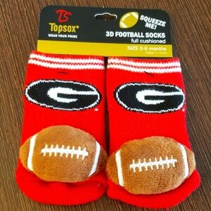 Topsox NCAA Georgia Bulldogs 3-D Football Cushioned Socks for Infants 0-6